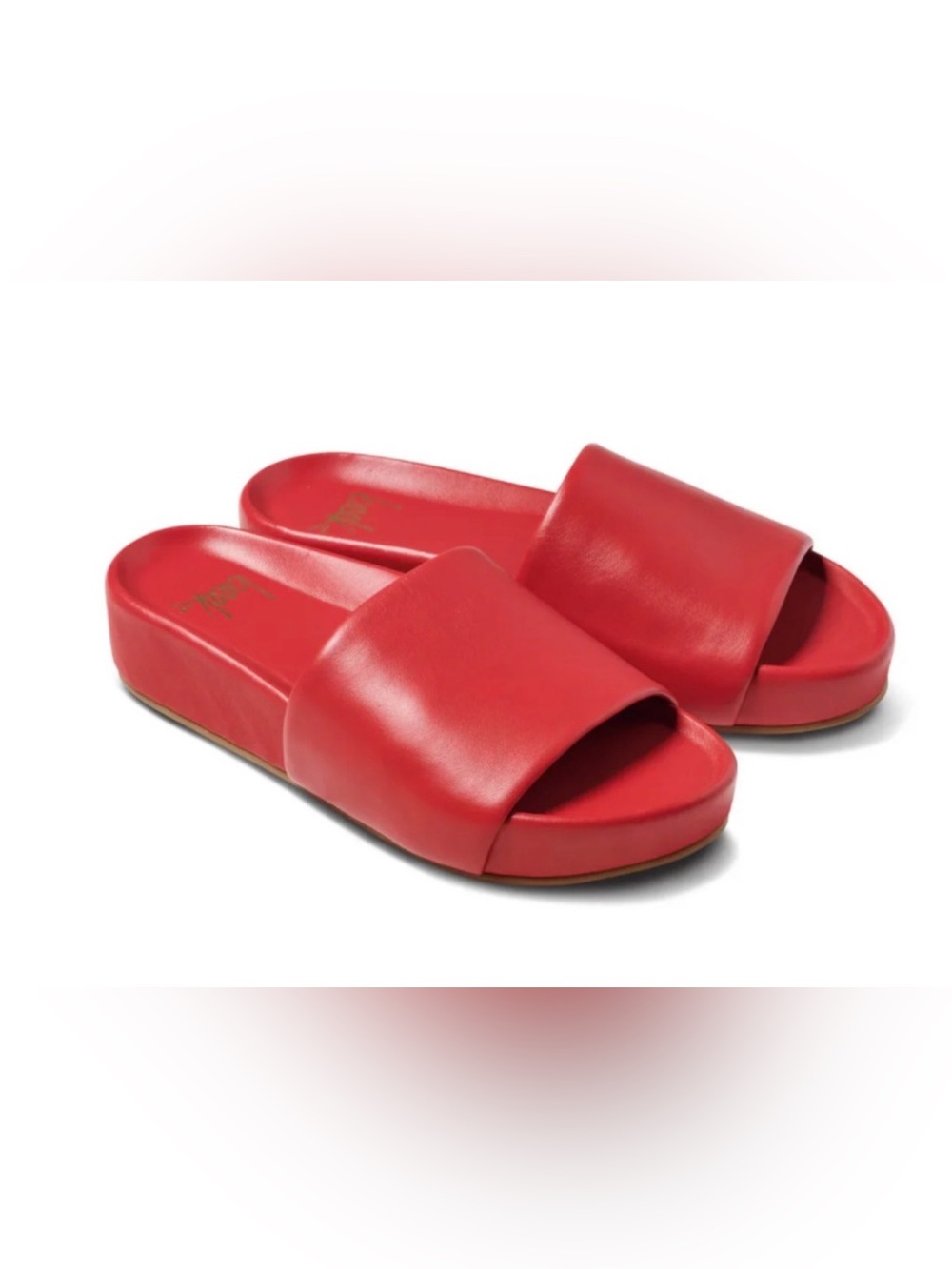 Beek Pelican Lipstick Red Leather Sandals Slides Size 8